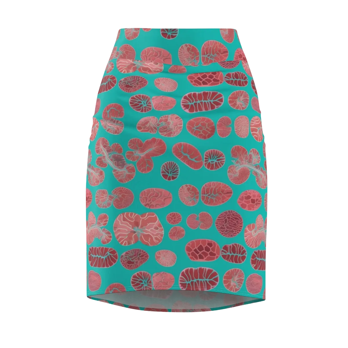 Coral Circuit on Pencil Skirt — Front