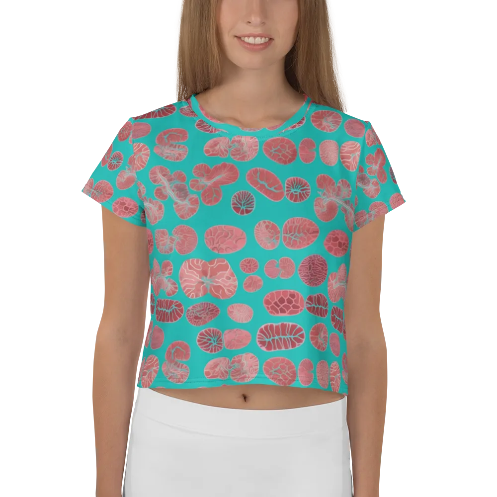 Coral Circuit on Crop Tee — Front
