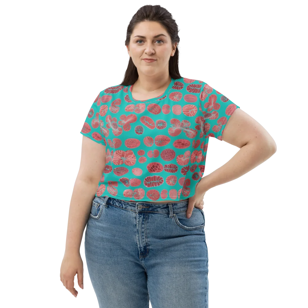 Coral Circuit on Crop Tee — Front