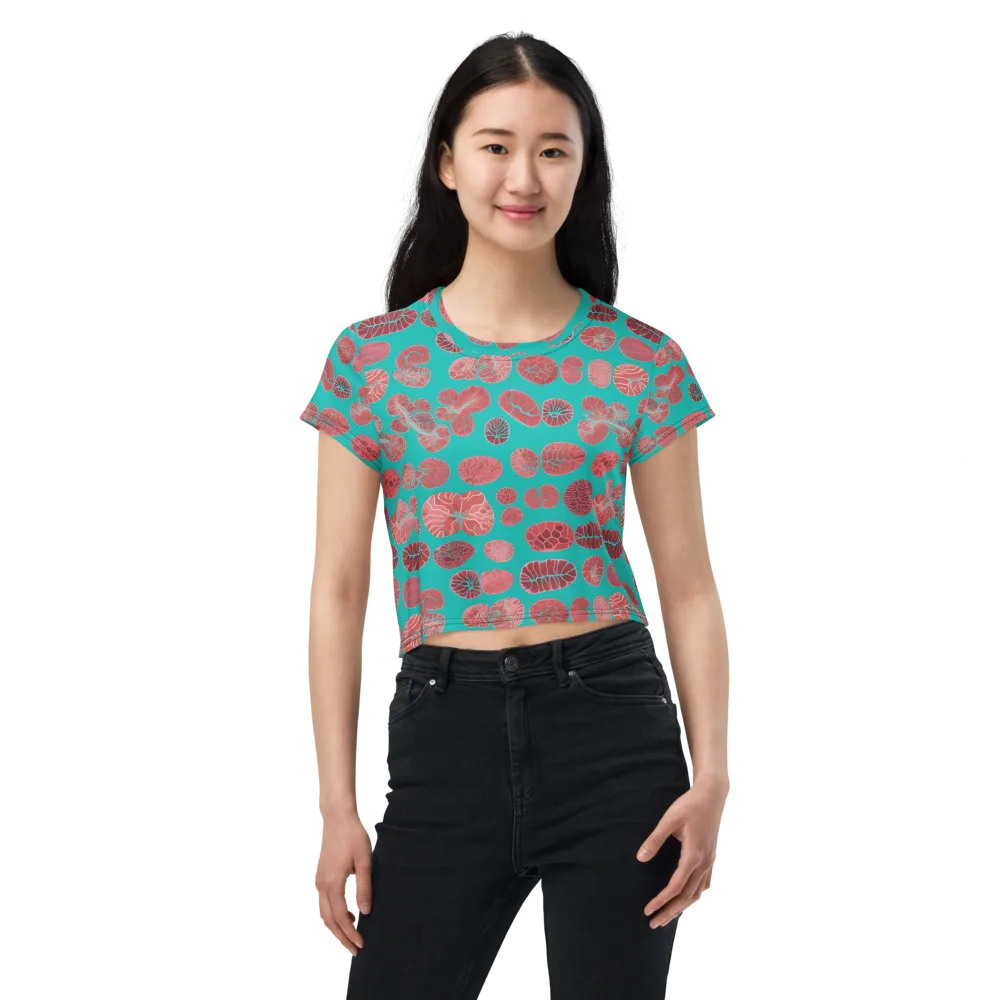 Coral Circuit on Crop Tee — Front