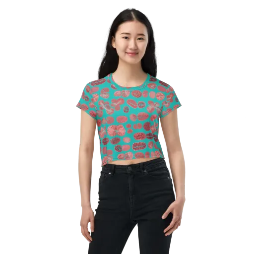 Coral Circuit on a Crop Tee