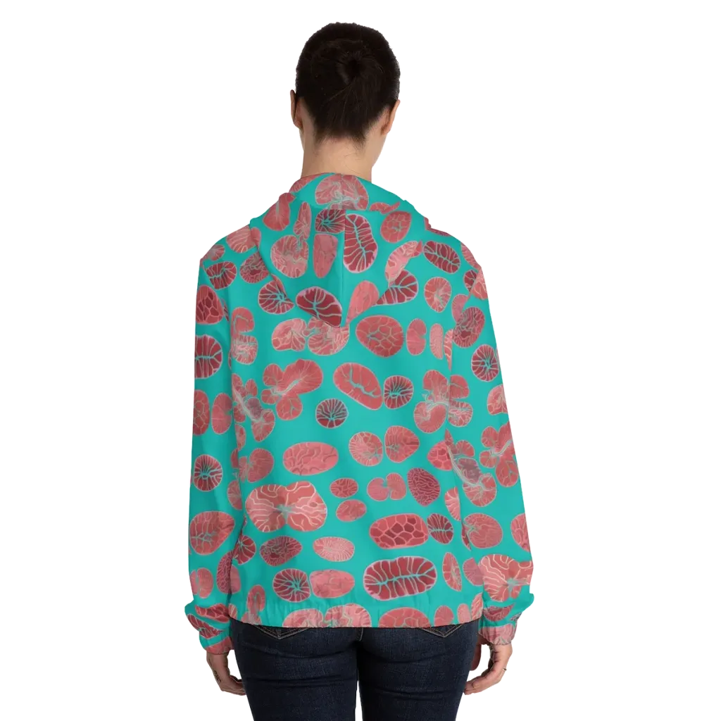 Coral Circuit on Women's Full-Zip Hoodie — Back On Person