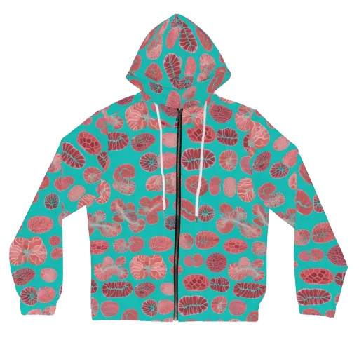 Coral Circuit on a Women's Full-Zip Hoodie