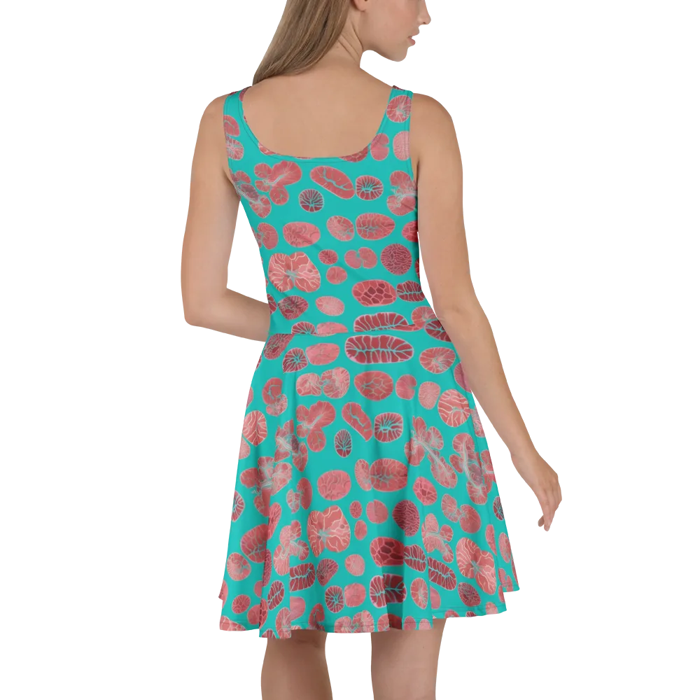 Coral Circuit on Skater Dress — Back