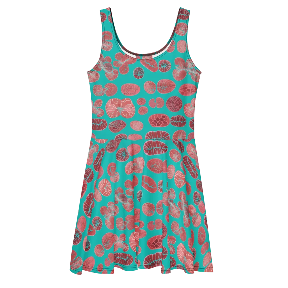 Coral Circuit on Skater Dress — Front