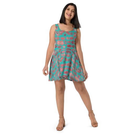 Coral Circuit on a Skater Dress