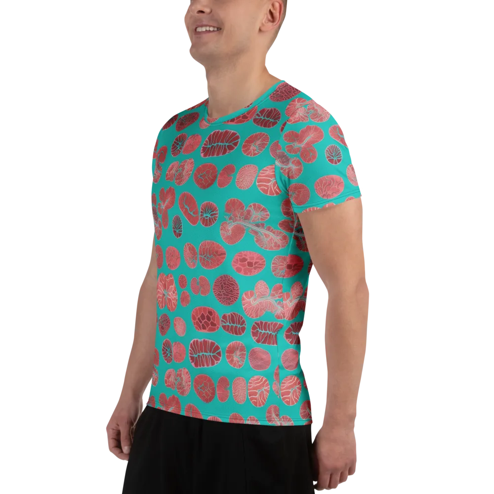 Coral Circuit on Men's Athletic T-Shirt — Left