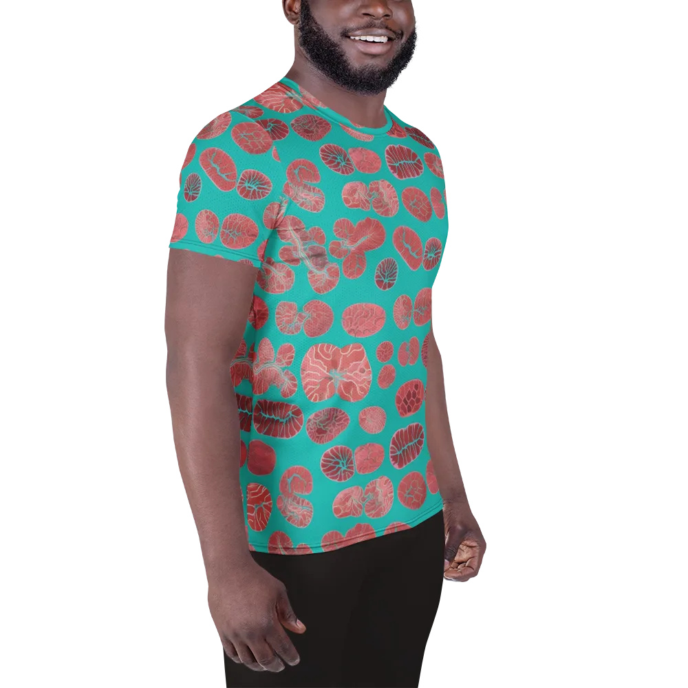 Coral Circuit on Men's Athletic T-Shirt — Right