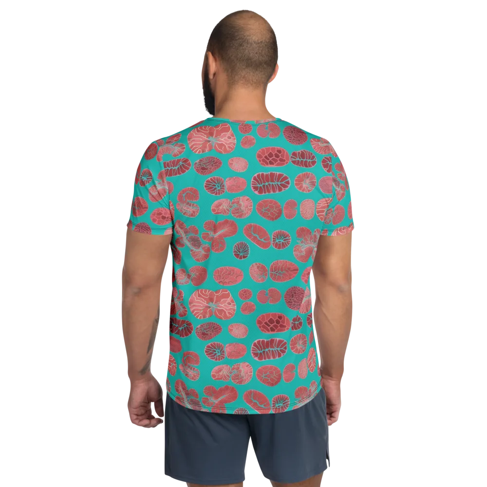 Coral Circuit on Men's Athletic T-Shirt — Back