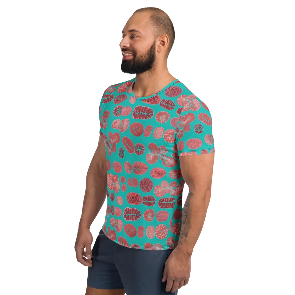 Coral Circuit on Men's Athletic T-Shirt — Left
