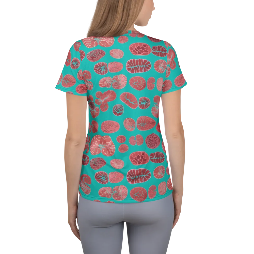 Coral Circuit on Women's Athletic T-Shirt — Back