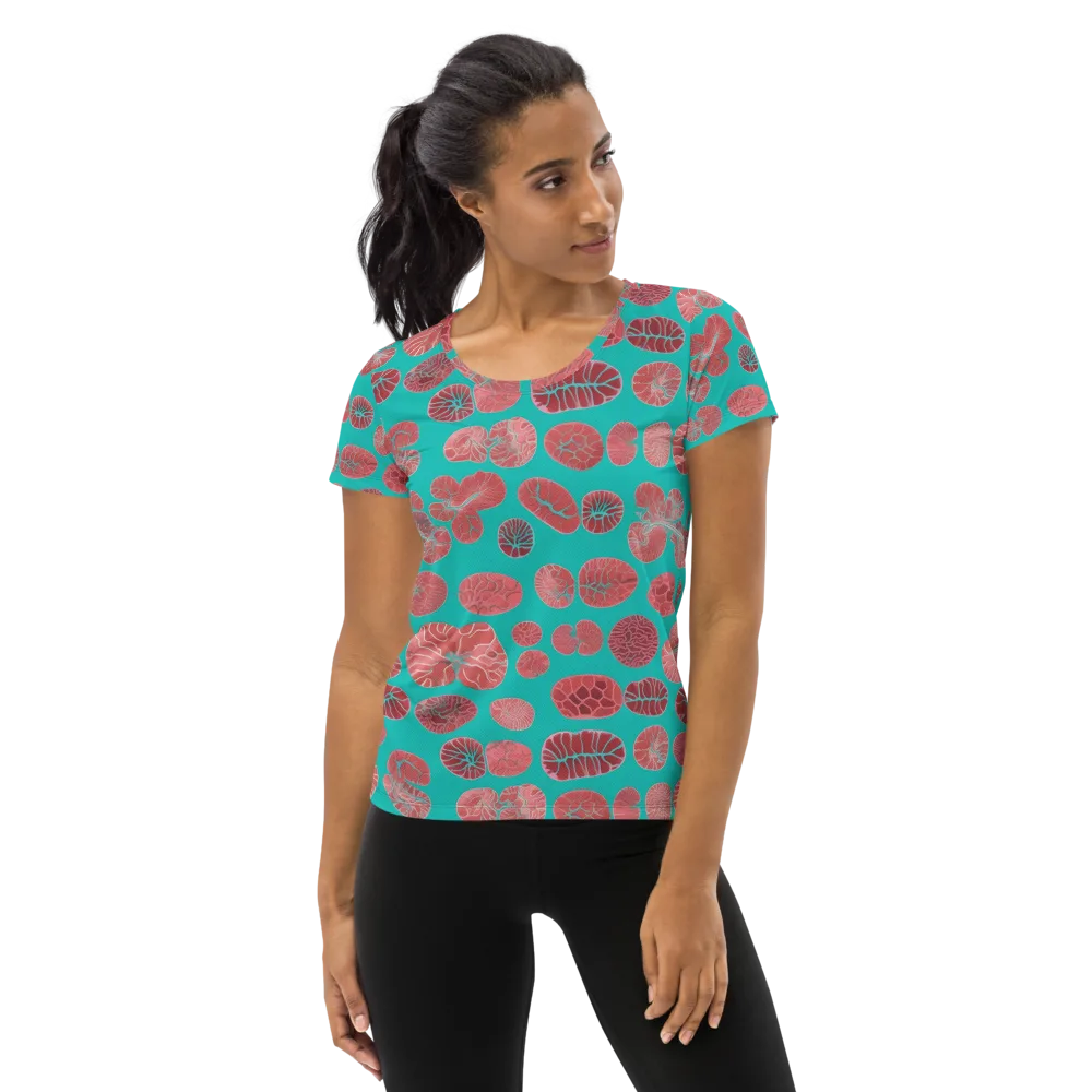 Coral Circuit on Women's Athletic T-Shirt — Front