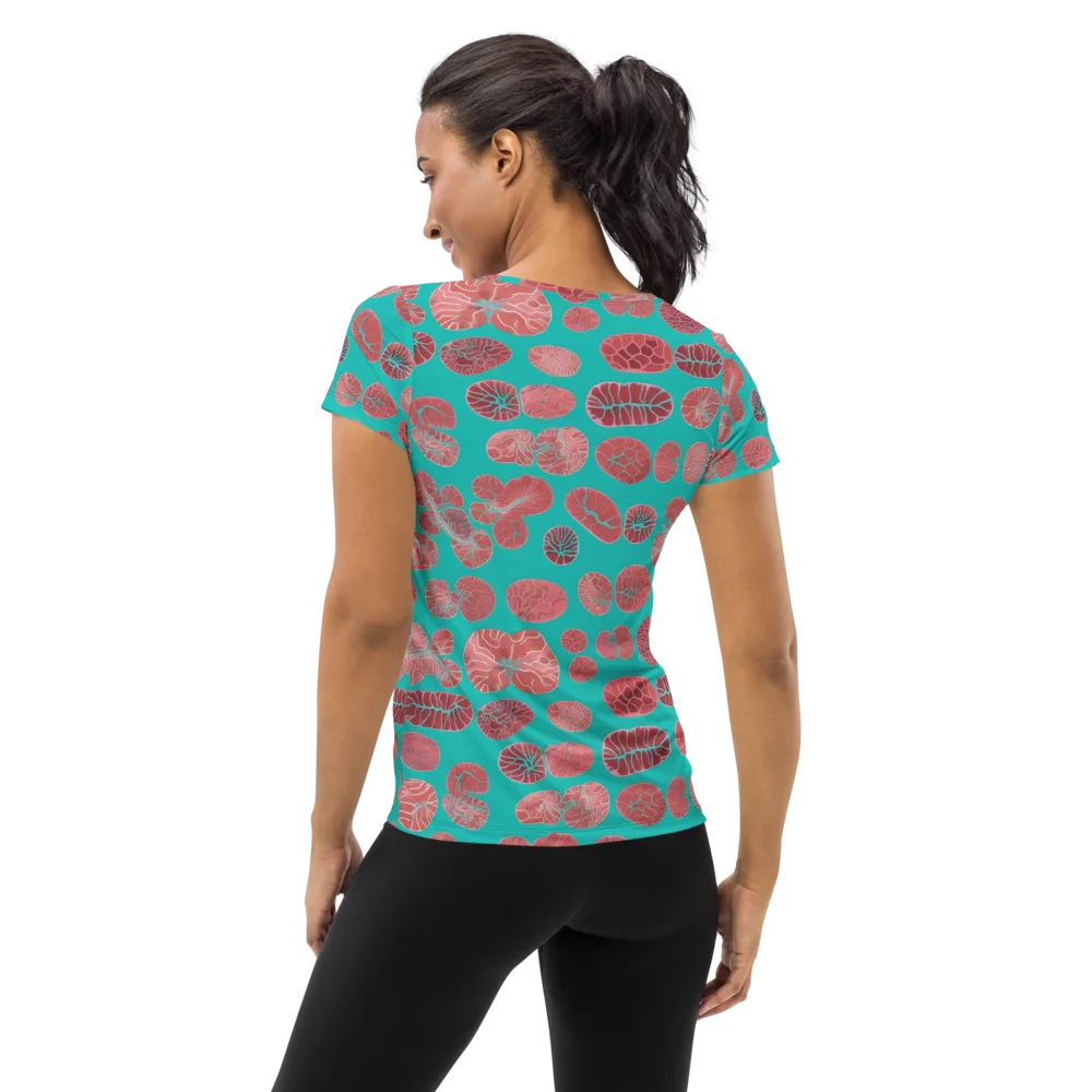 Coral Circuit on Women's Athletic T-Shirt — Back