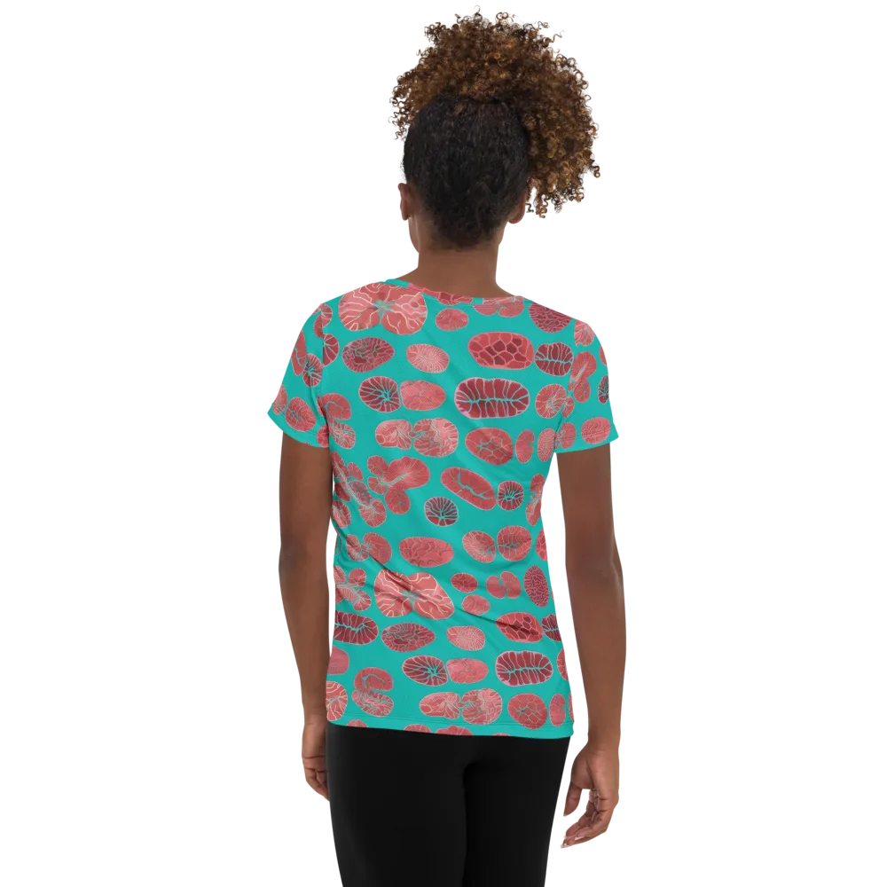 Coral Circuit on Women's Athletic T-Shirt — Back
