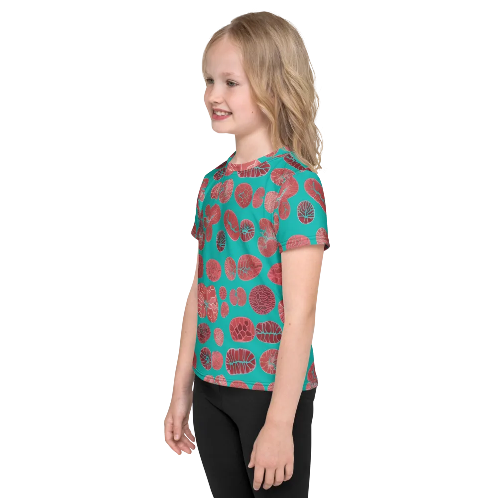 Coral Circuit on Kids Crew Neck T-Shirt — Left