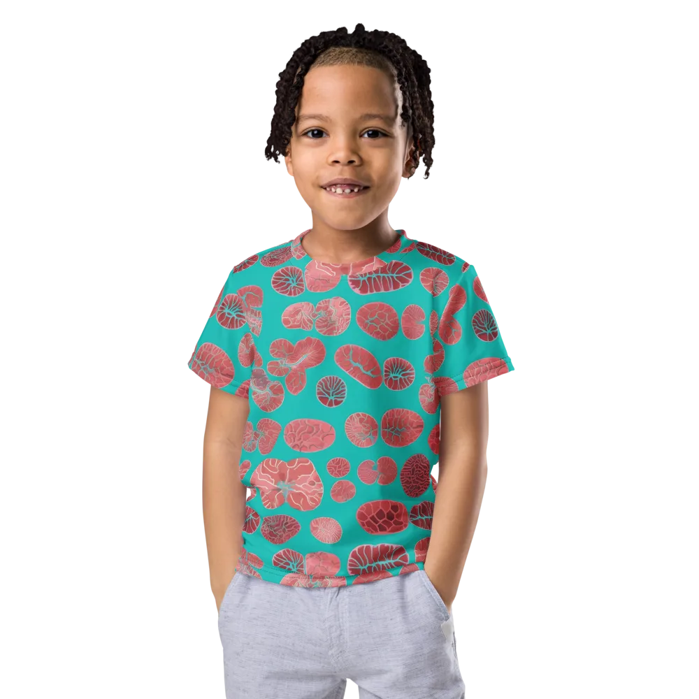Coral Circuit on Kids Crew Neck T-Shirt — Front
