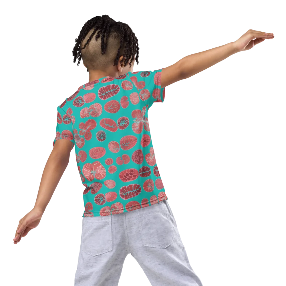 Coral Circuit on Kids Crew Neck T-Shirt — Back