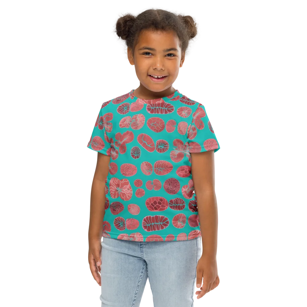 Coral Circuit on Kids Crew Neck T-Shirt — Front