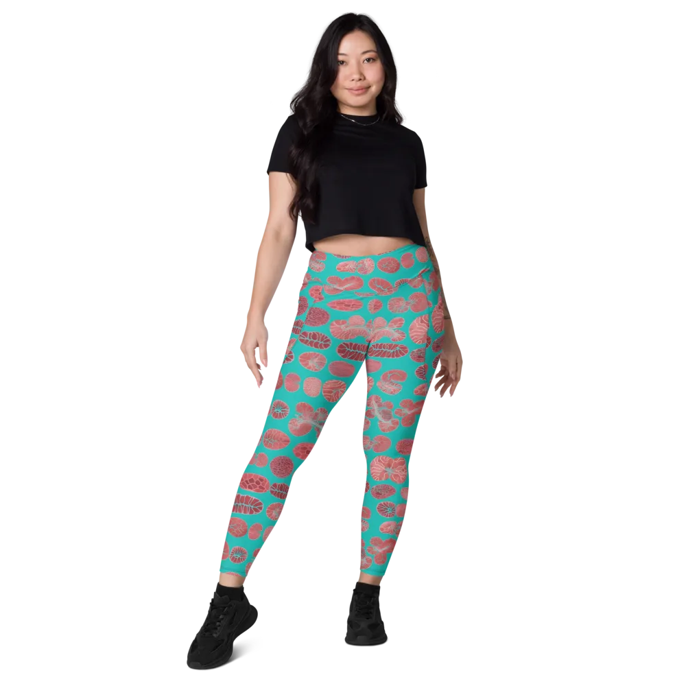 Coral Circuit on Leggings with Pockets — Front