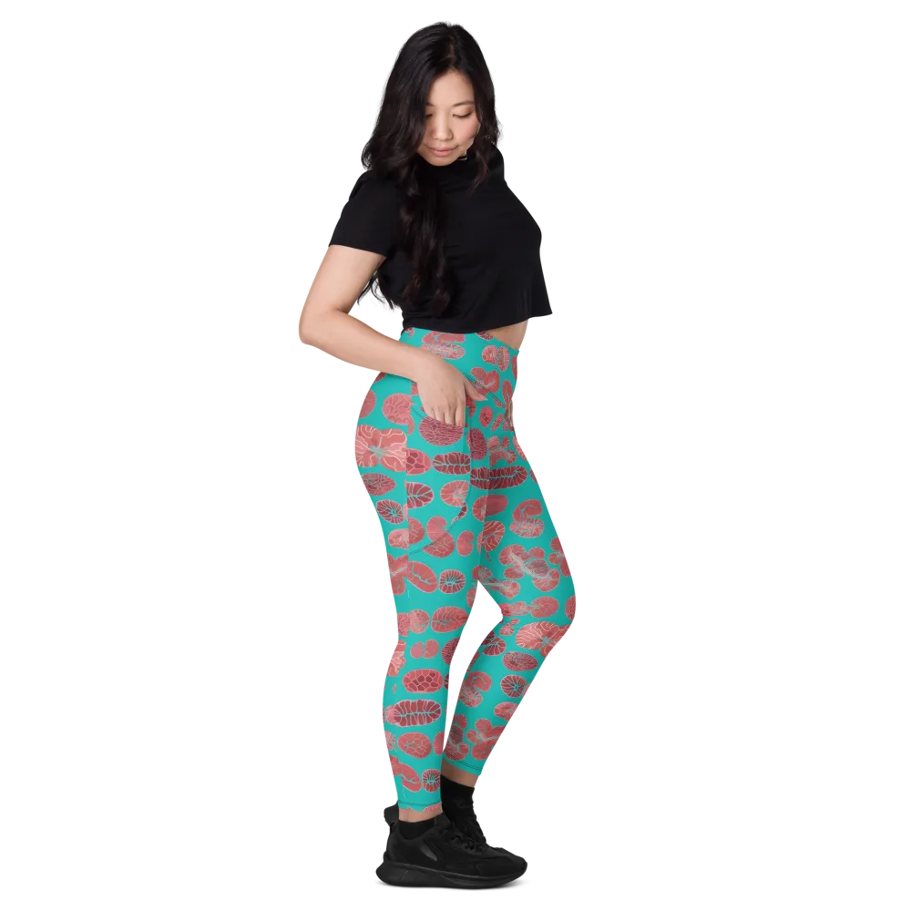 Coral Circuit on Leggings with Pockets — Right
