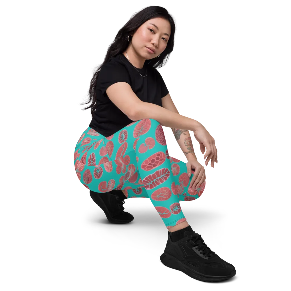 Coral Circuit on Leggings with Pockets — Right Front