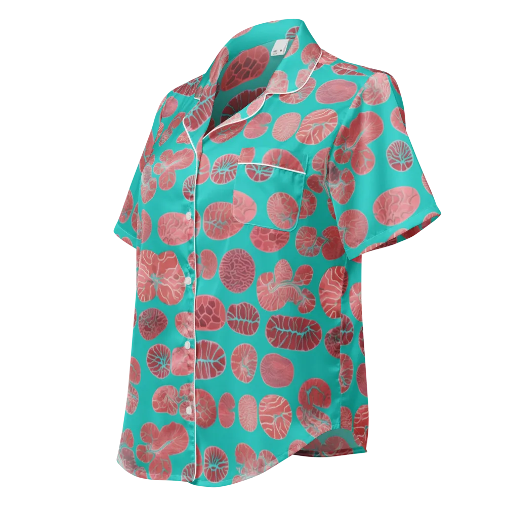 Coral Circuit on Women's Short Sleeve Pajama Top — Left Front