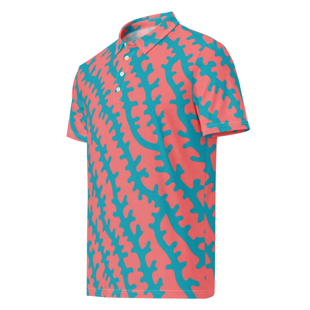 Lagoon Lace on Men's Slim Fit Polo Shirt — Left Front