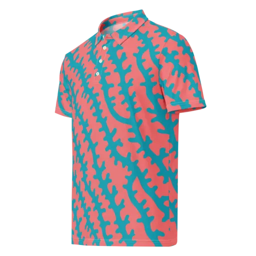 Lagoon Lace on a Men's Slim Fit Polo Shirt