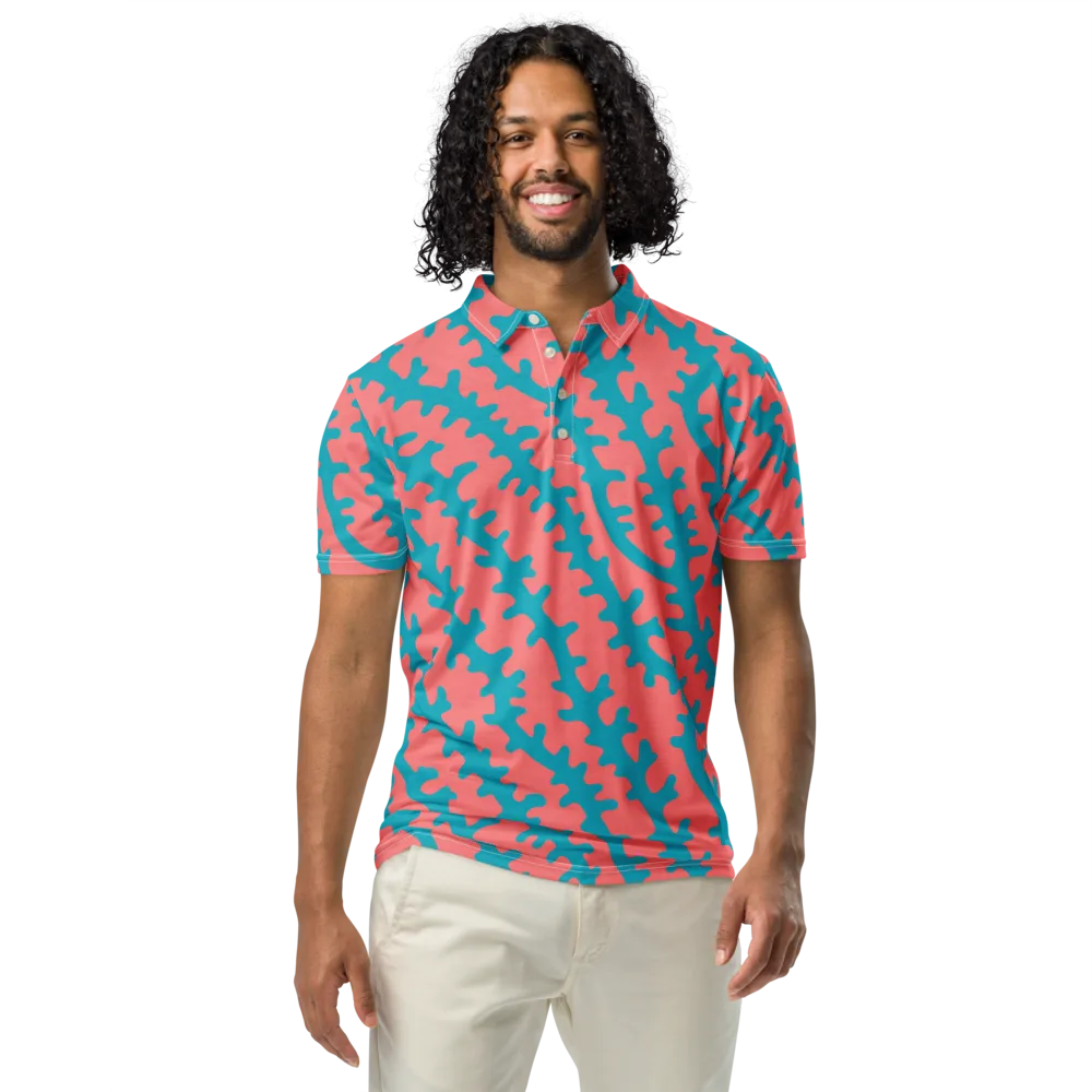 Lagoon Lace on Men's Slim Fit Polo Shirt — Front