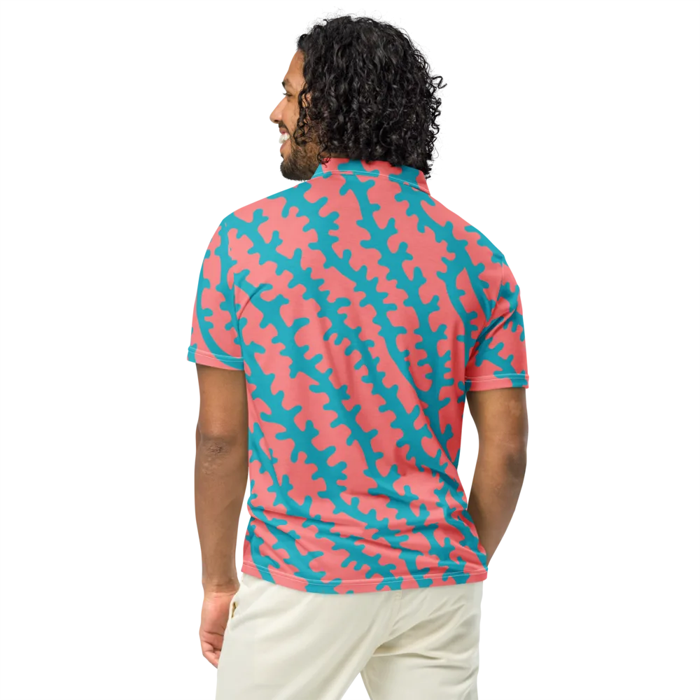 Lagoon Lace on Men's Slim Fit Polo Shirt — Back