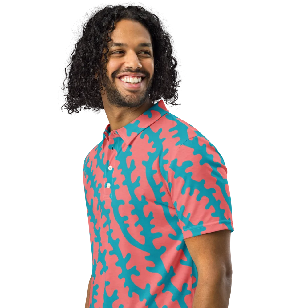 Lagoon Lace on Men's Slim Fit Polo Shirt — Left Front