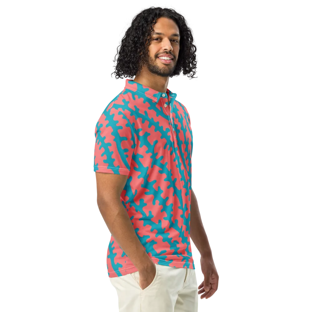 Lagoon Lace on Men's Slim Fit Polo Shirt — Right Front