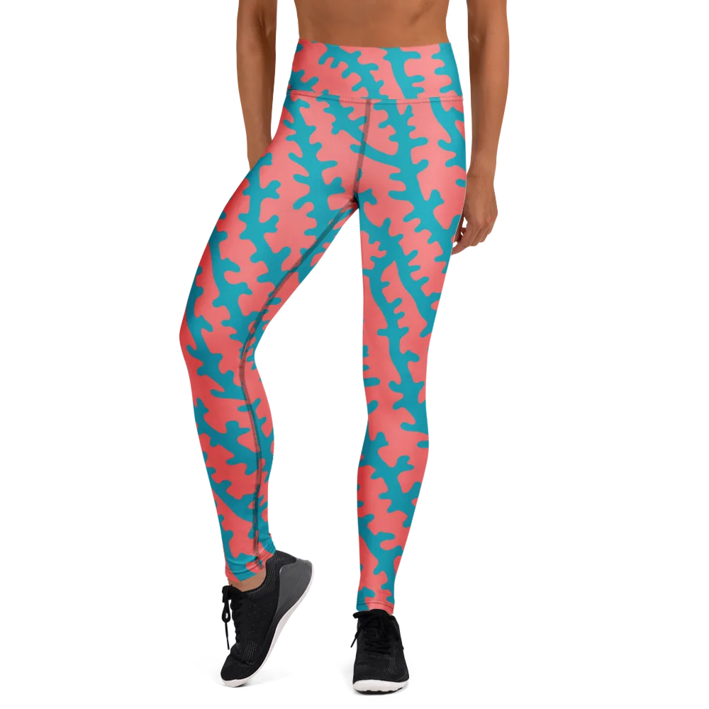 Lagoon Lace on Yoga Leggings — Front