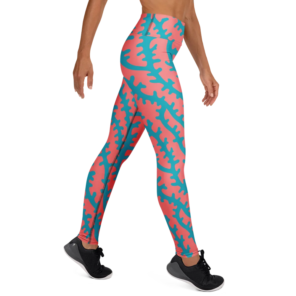 Lagoon Lace on Yoga Leggings — Right