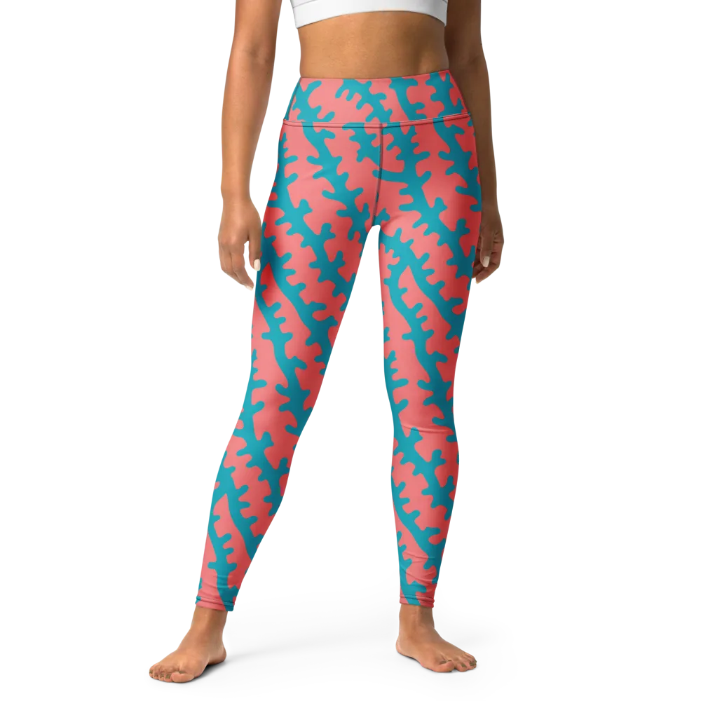Lagoon Lace on Yoga Leggings — Front