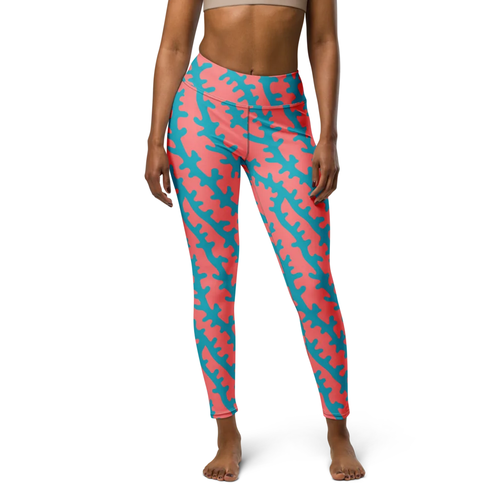 Lagoon Lace on Yoga Leggings — Front