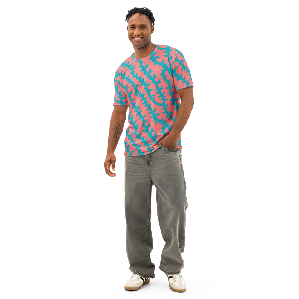 Lagoon Lace on Men's Cotton Crew Neck T-Shirt — Front