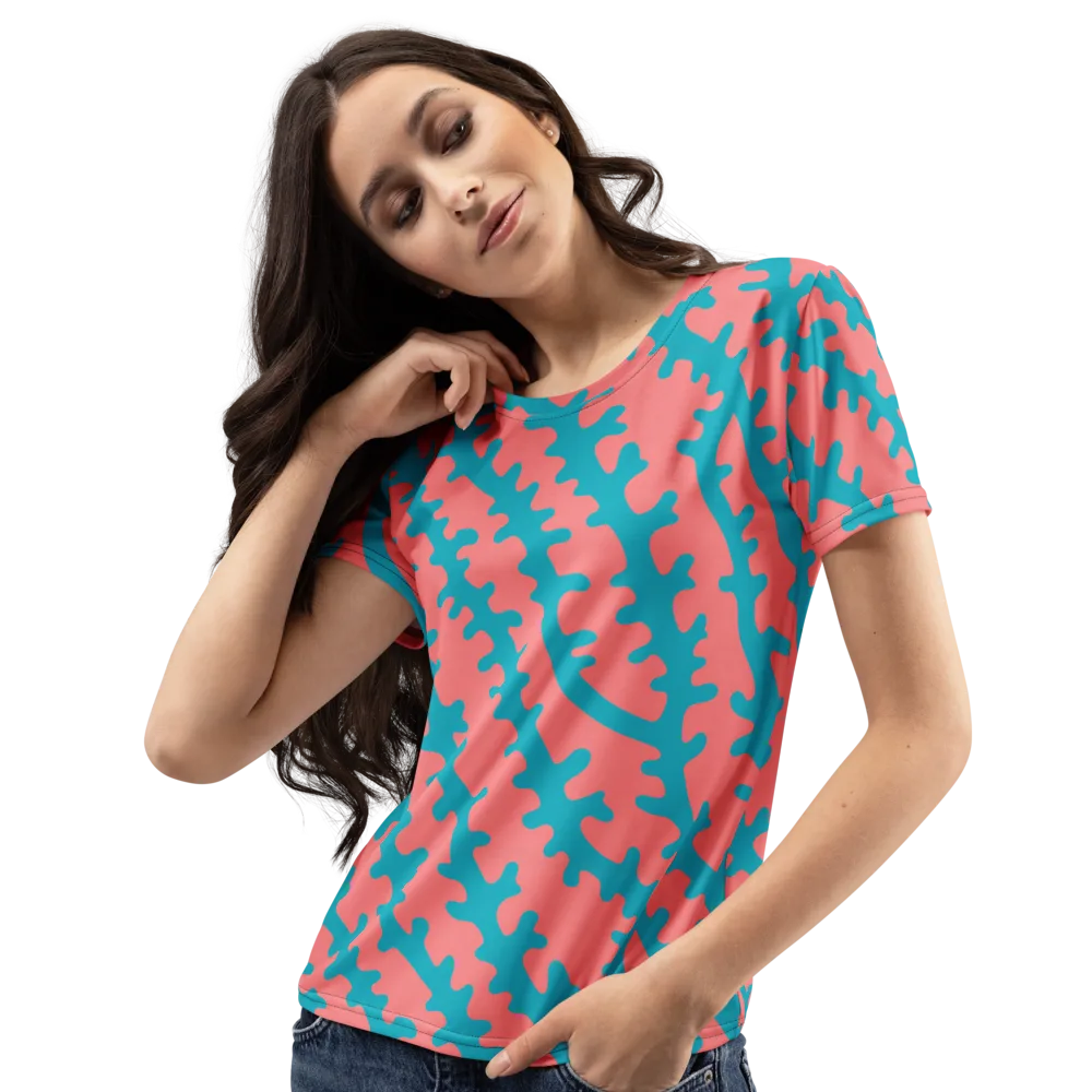 Lagoon Lace on Women's Crew Neck T-Shirt — Left Front