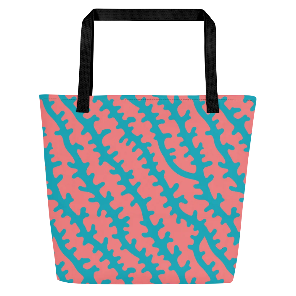 Lagoon Lace on Large Tote Bag W/ Pocket — Front