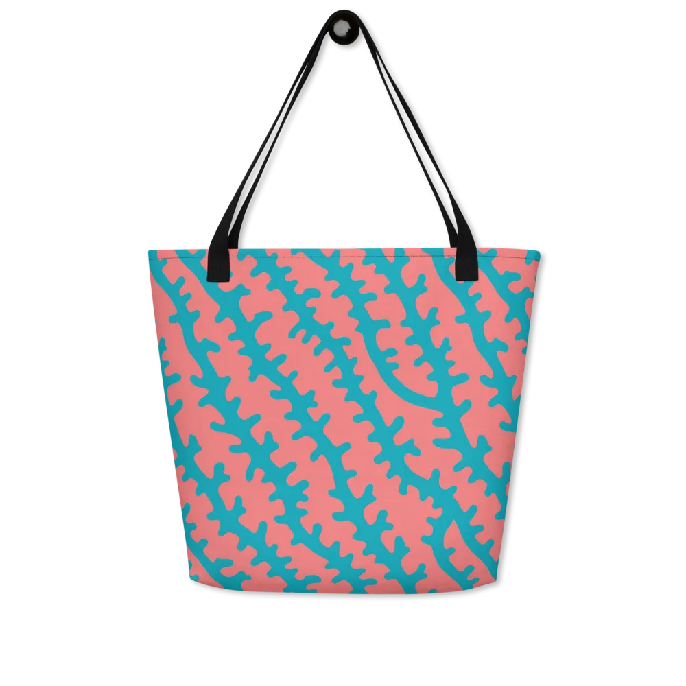 Lagoon Lace on Large Tote Bag W/ Pocket — Front