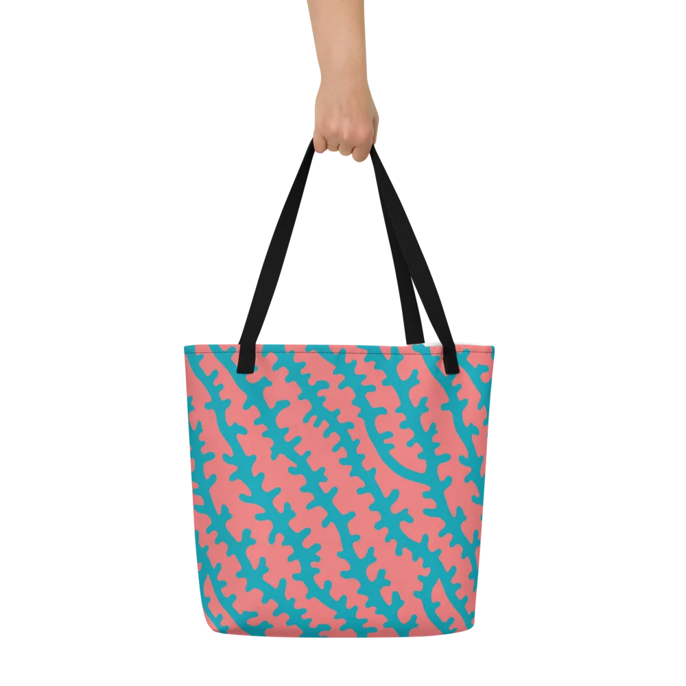 Lagoon Lace on Large Tote Bag W/ Pocket — Front