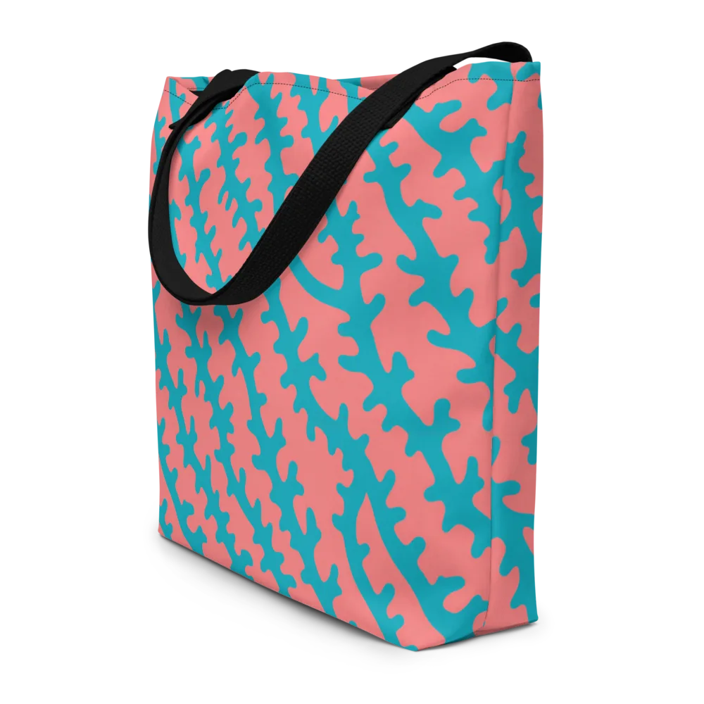 Lagoon Lace on Large Tote Bag W/ Pocket — Front