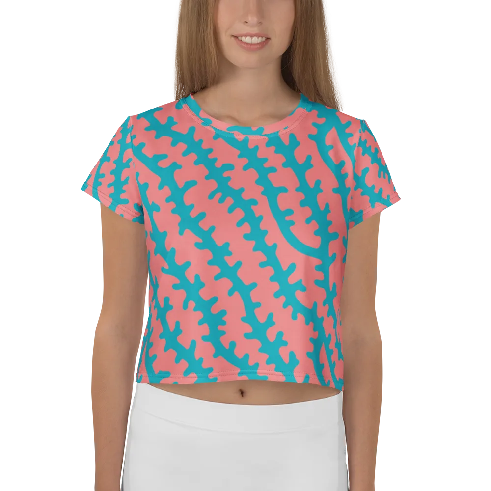 Lagoon Lace on Crop Tee — Front