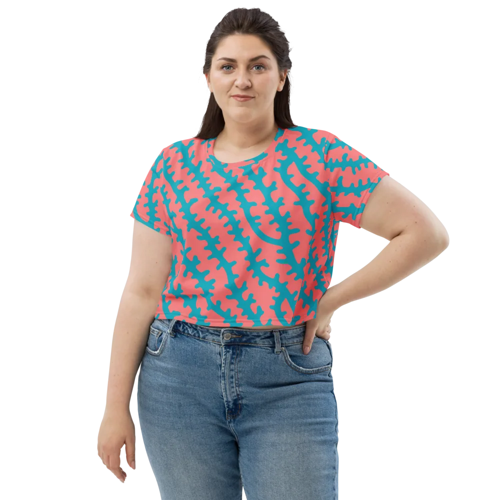 Lagoon Lace on Crop Tee — Front
