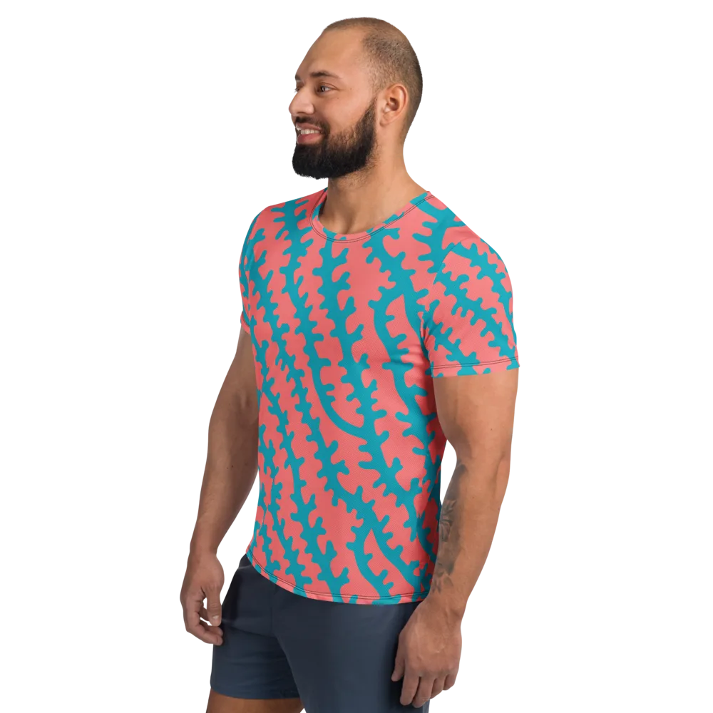 Lagoon Lace on Men's Athletic T-Shirt — Left