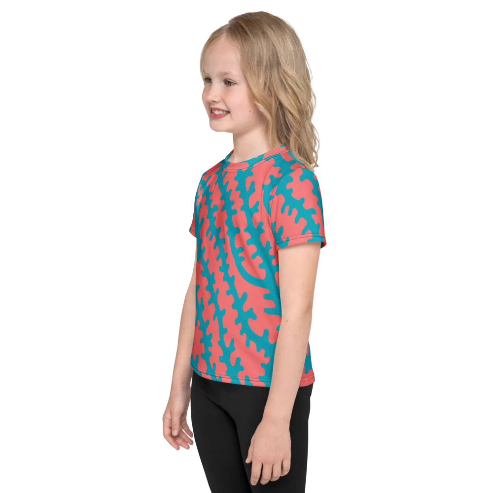 Lagoon Lace on Kids Crew Neck T-Shirt — Left