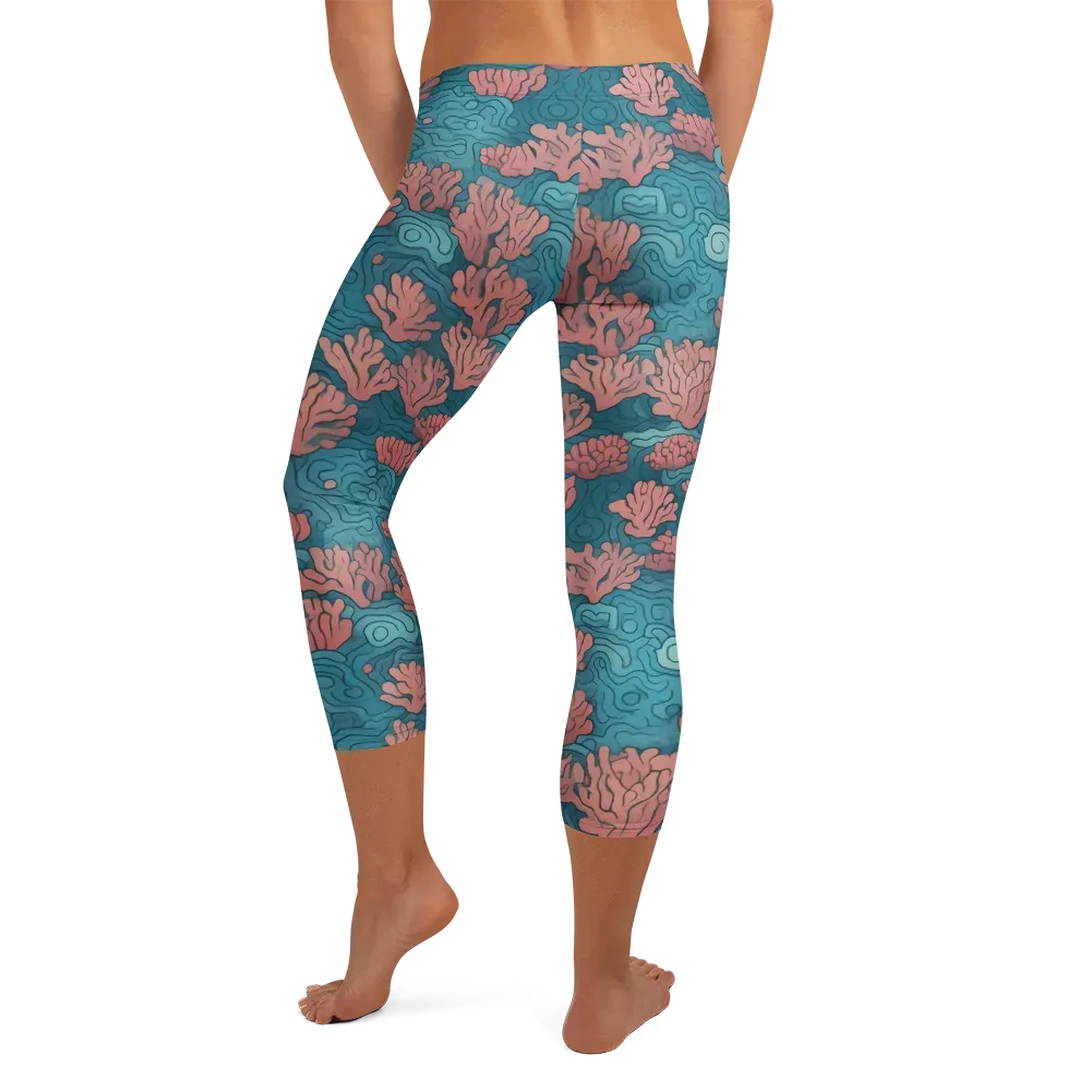 Pink Reef on Capri Leggings — Back