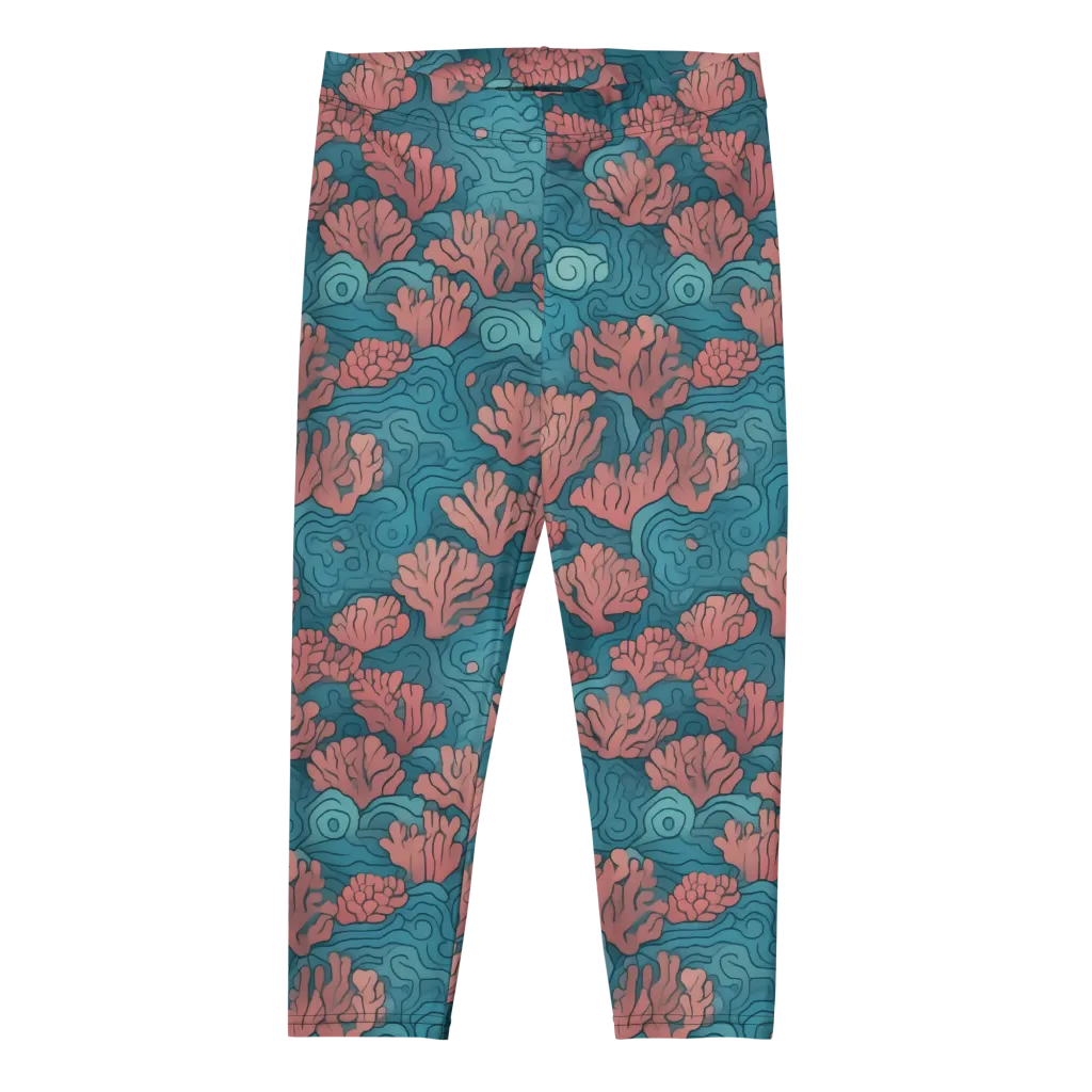 Pink Reef on Capri Leggings — Front