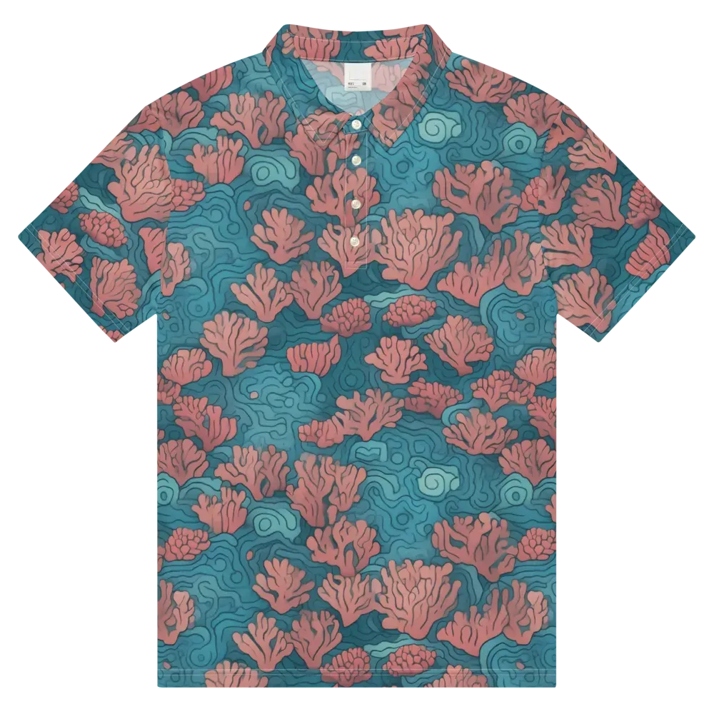 Pink Reef on Men's Slim Fit Polo Shirt — Front
