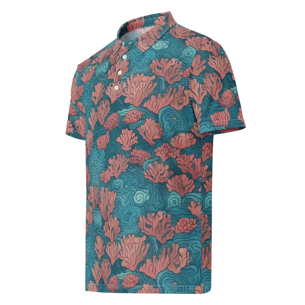 Pink Reef on Men's Slim Fit Polo Shirt — Left Front